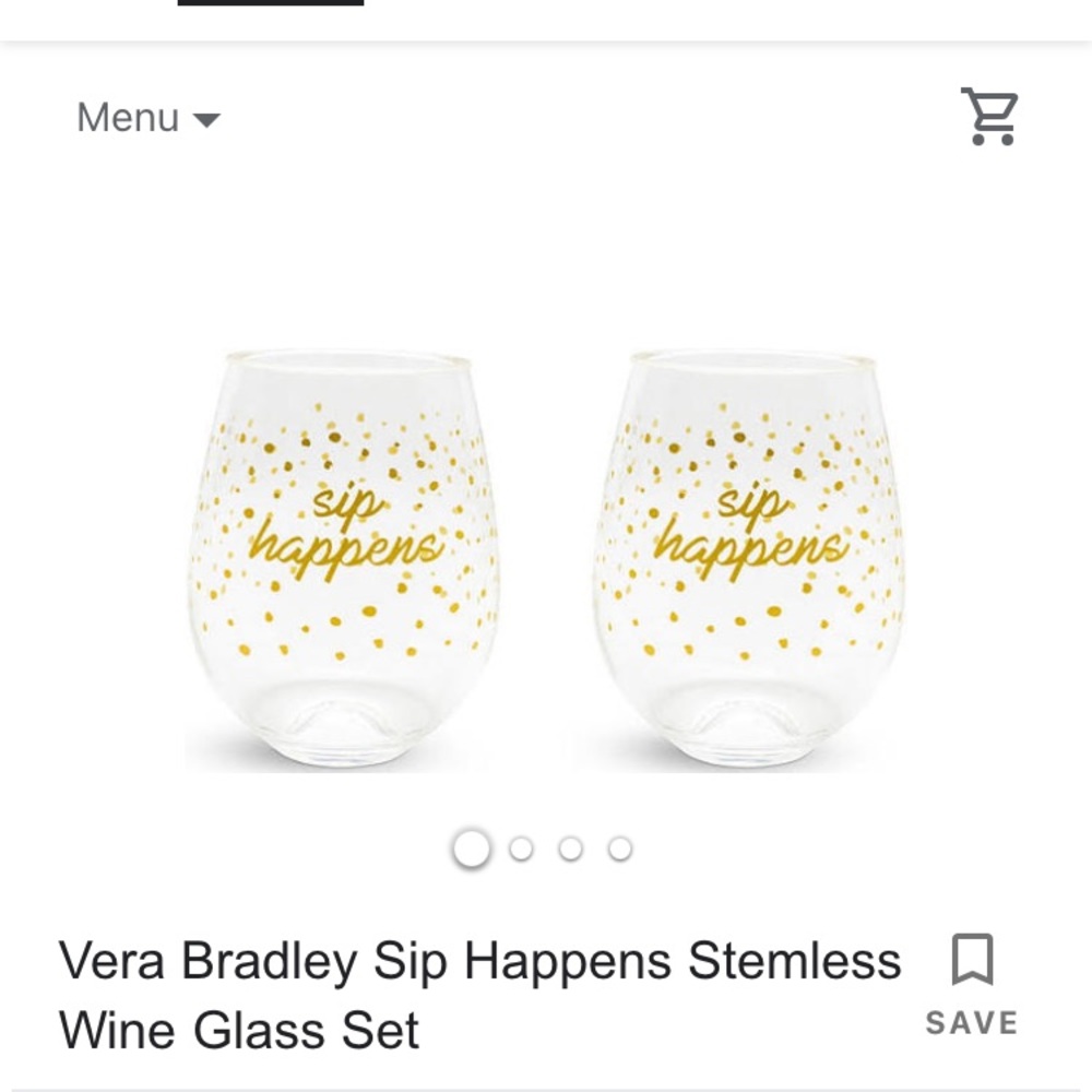 Vera Bradley Stemless plastic Wine Glass Set ; set of 2